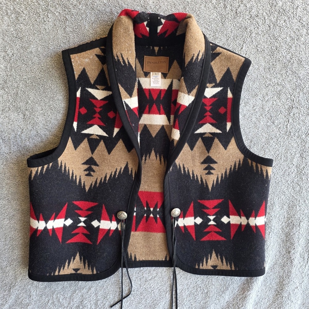 Vintage Pendleton Southwestern Tribal Geometric Wool Blanket Vest L
